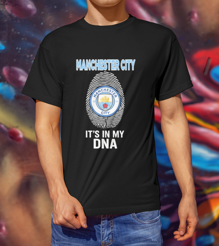 Manchester City Crest Fingerprint It's In My DNA T-Shirt
