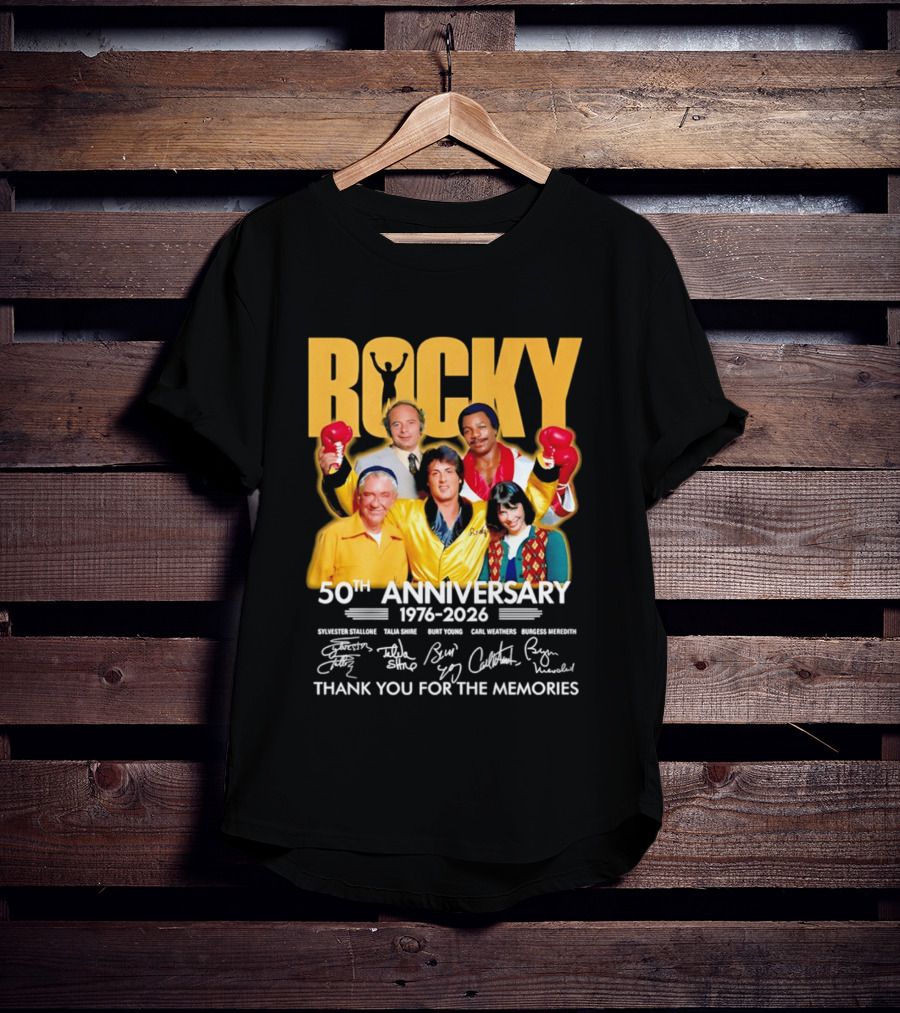 Rocky 50th Anniversary 1976 2026 Thank You For The Memories Celebrating Iconic Movie Legends T-Shirt