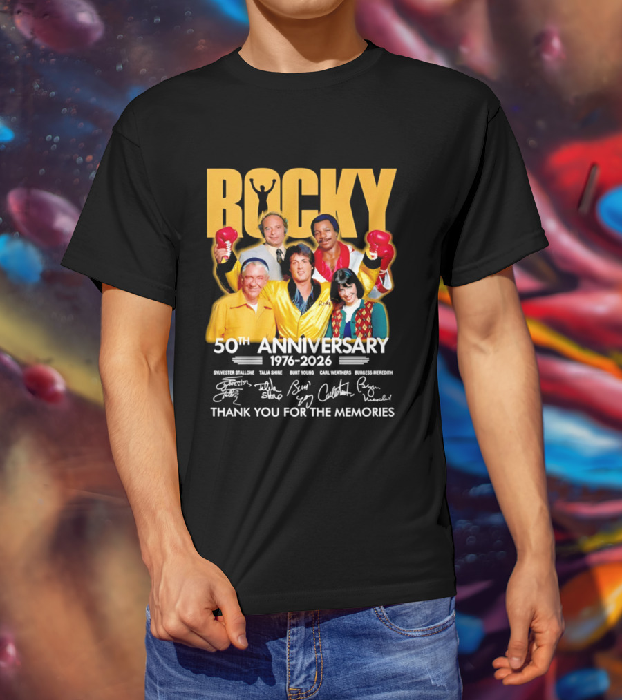 Rocky 50th Anniversary 1976 2026 Thank You For The Memories Celebrating Iconic Movie Legends T-Shirt
