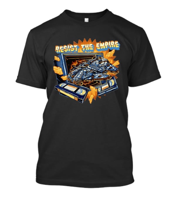 Star Wars Resist The Empire VHS Tape Vintage Style Millenium Spaceship T-Shirt