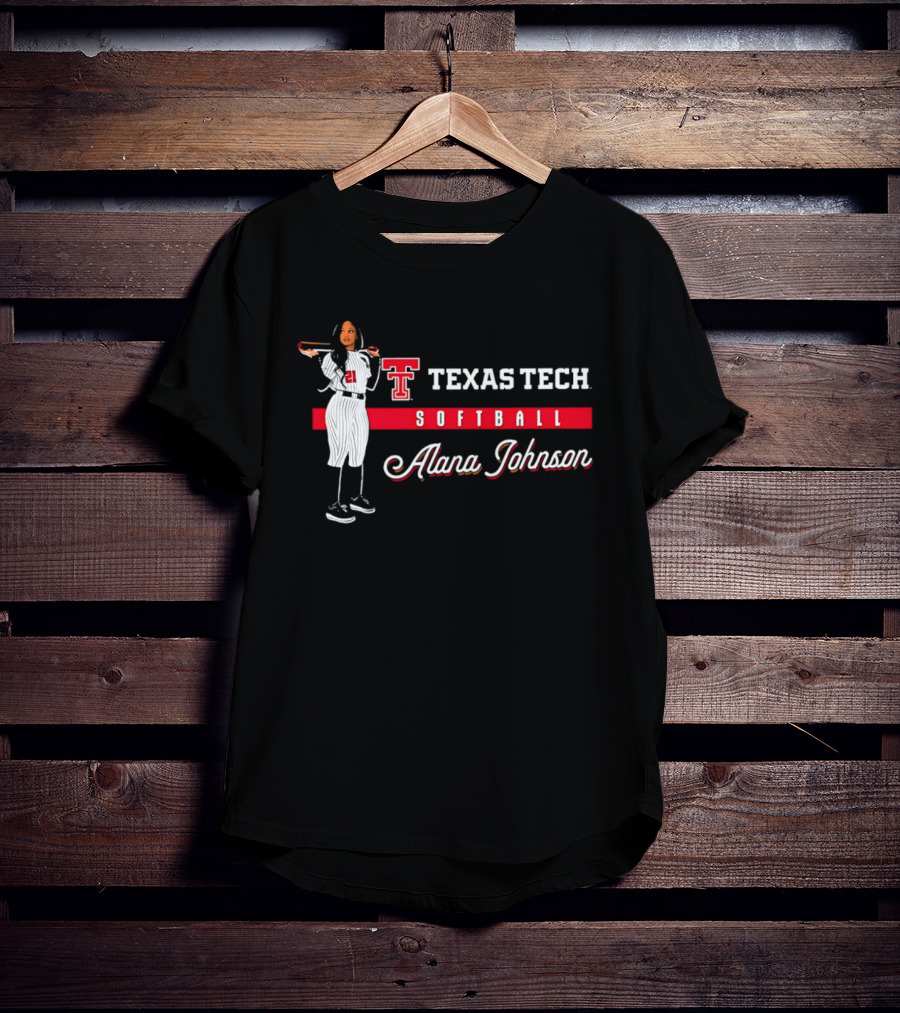 Texas Tech Softball Alana Johnson Team Spirit Logo Player 21 T-Shirt