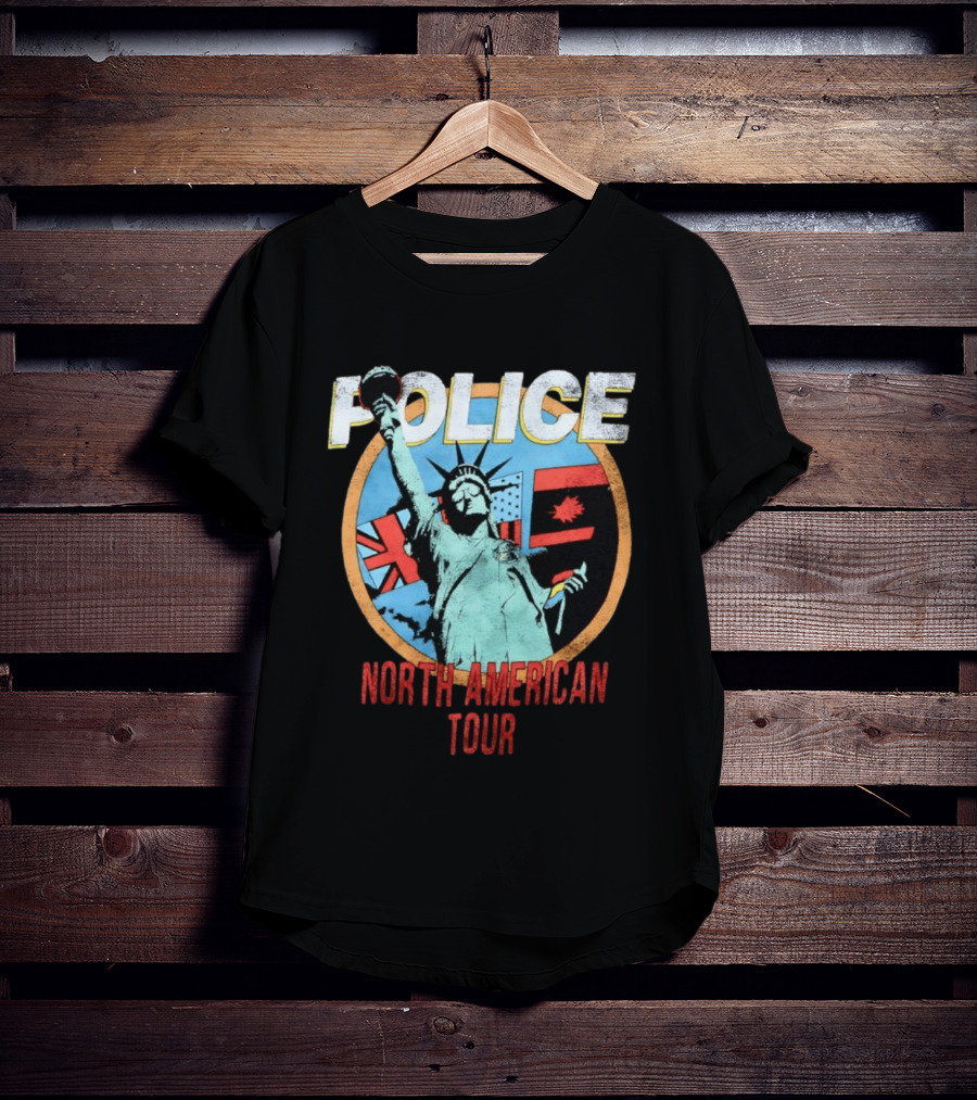 POLICE North American Tour Statue Of Liberty UK US Canada Flags T-Shirt