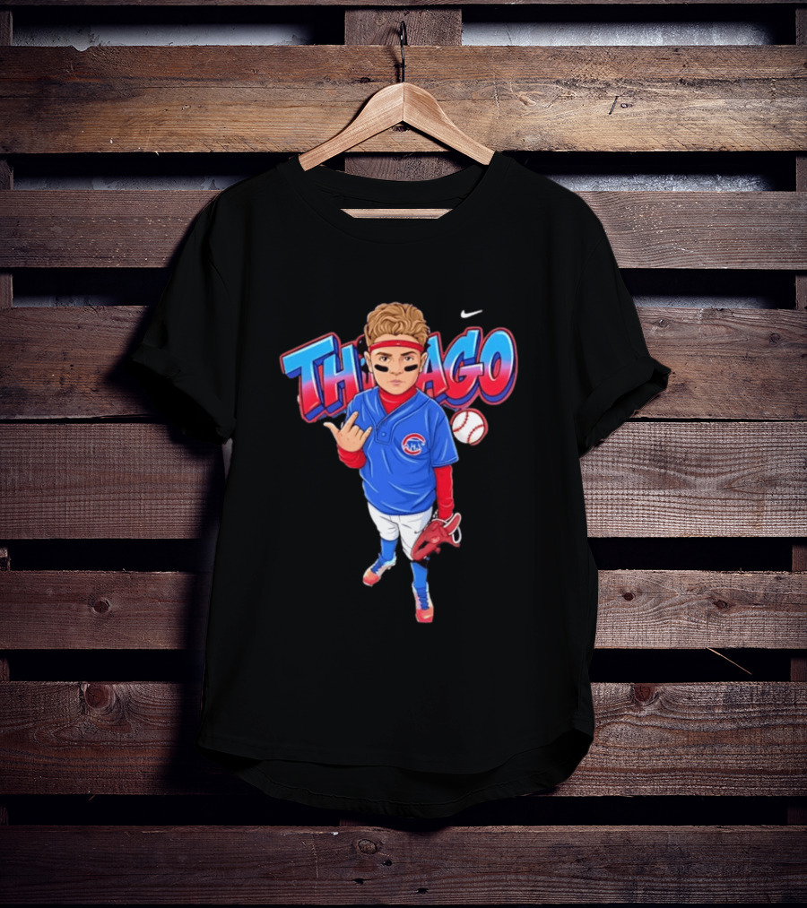 Thiago Chicago Cubs Baseball Cartoon Player Nike T-Shirt