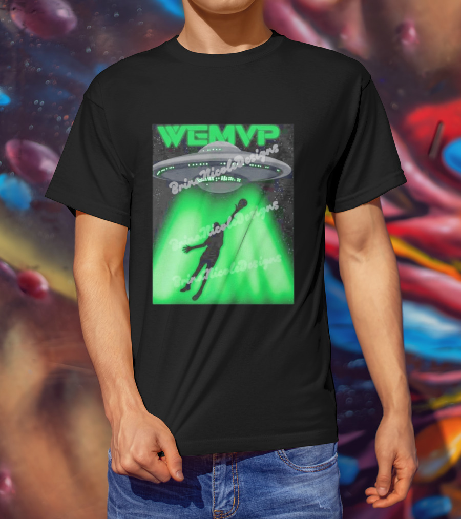 WEMVP Victor Wembanyama UFO Alien Abduction Basketball Player T-Shirt