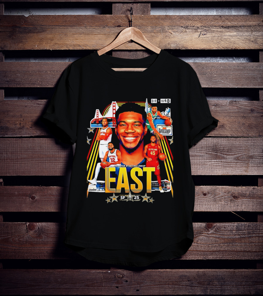All Star Basketball Starting Lineup East 2026 Golden State Bay Bridge SF 45 Cleveland New York T-Shirt