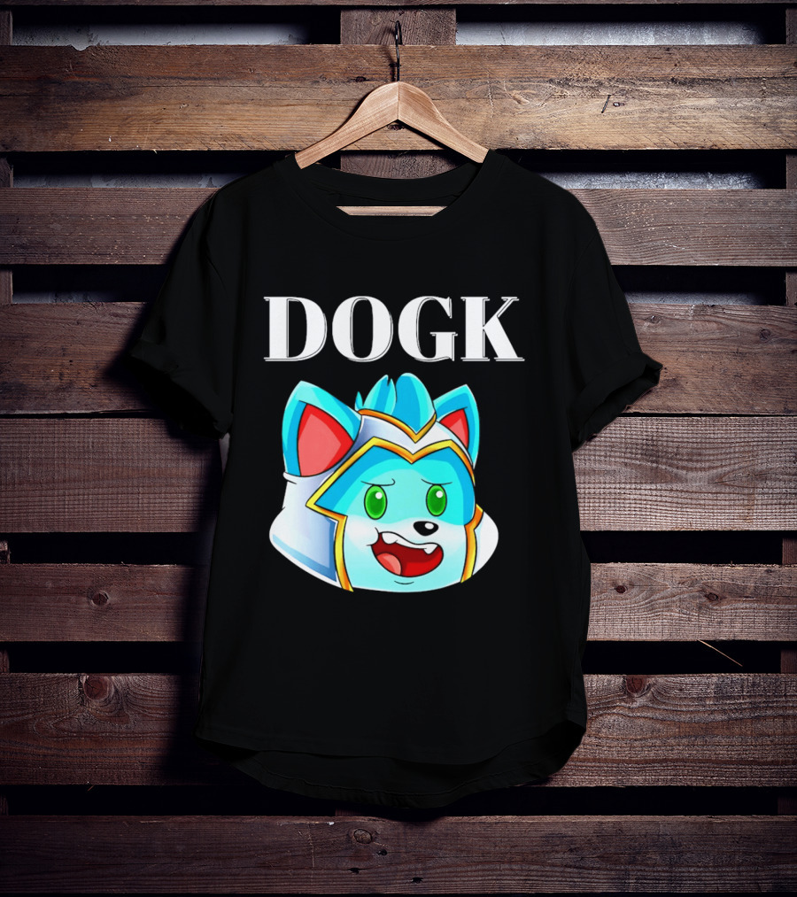 DOGK Cute Cartoon Character Blue Dog Head T-Shirt
