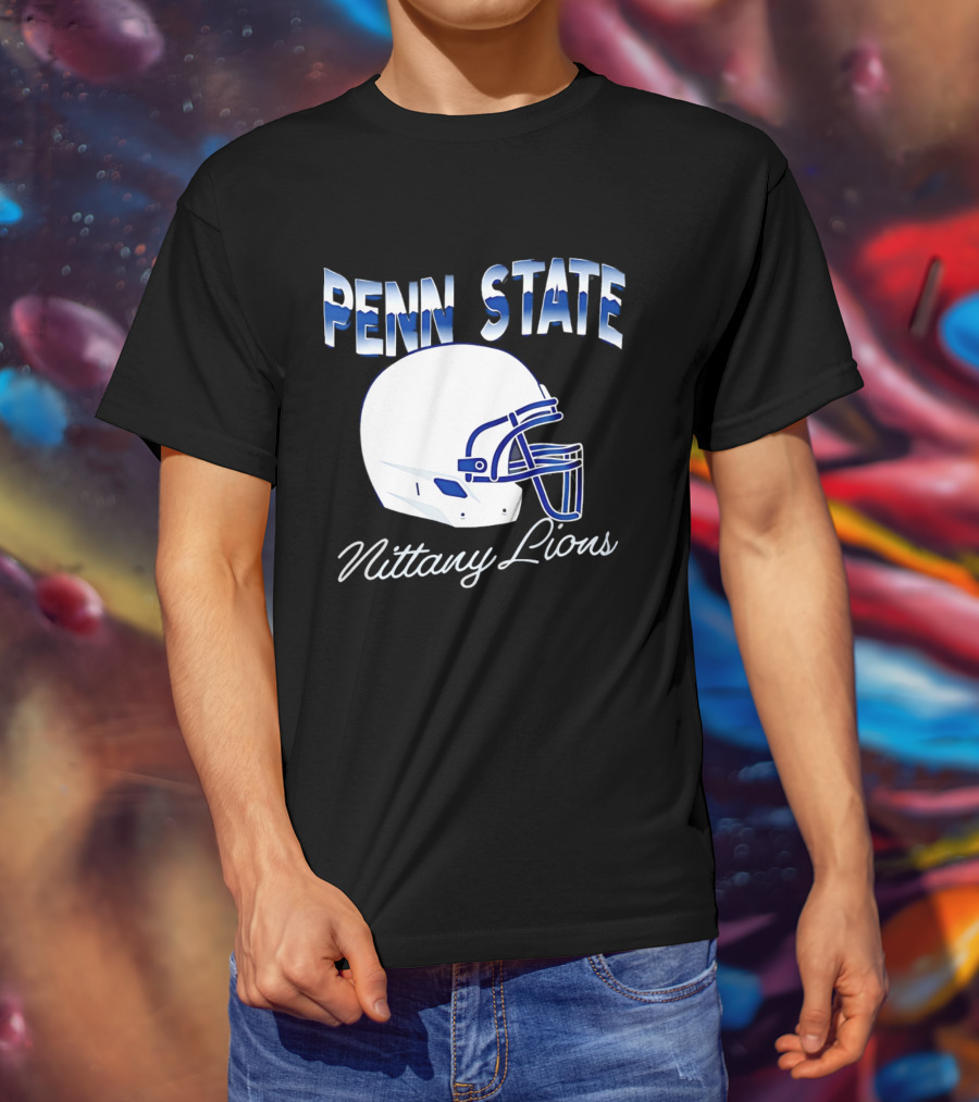 Penn State Nittany Lions Air Brush Helmet Dyme Lyfe Mens T-Shirt