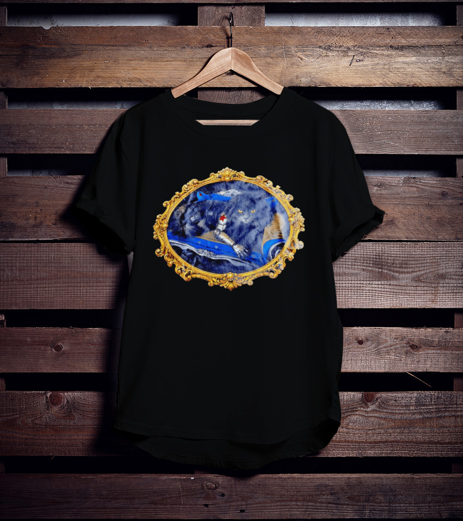 Bucky Barnes Winter Soldier Black Cat With Mechanical Arm In Ornate Frame T-Shirt