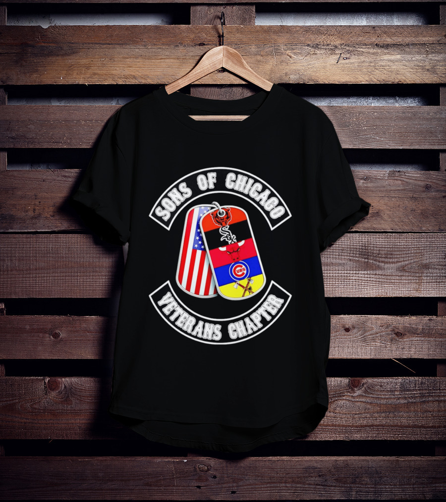 Sons Of Chicago Veterans Chapter Dog Tags Bears White Sox Bulls Cubs Patriots T-Shirt