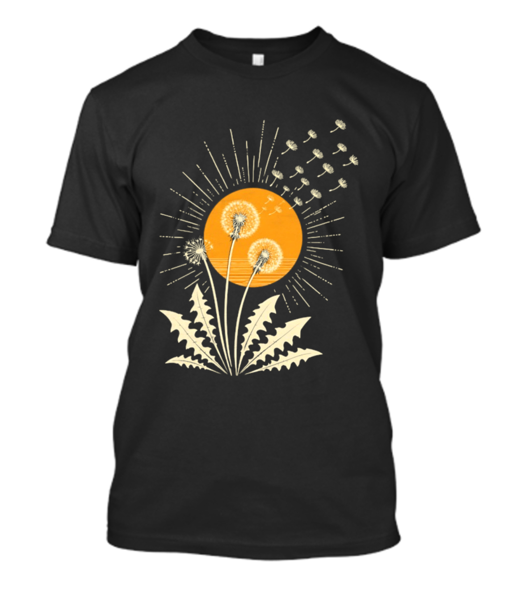 Golden Sunlight Dandelion Seeds Flying Nature Burst T-Shirt
