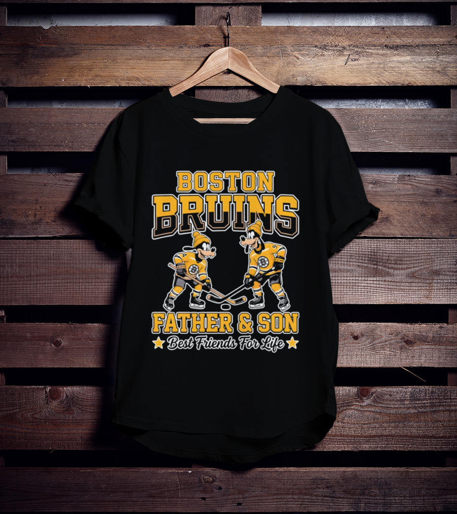 Boston Bruins Father Son Best Friends For Life Disney Goofy T-Shirt