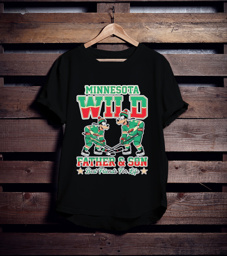 Minnesota Wild Goofy Father And Son Best Friends For Life NHL Hockey T-Shirt