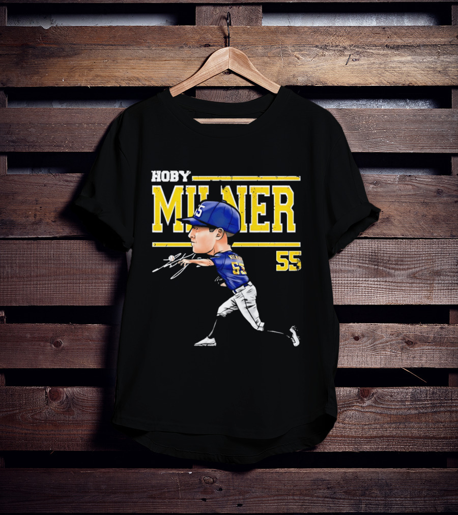 Hoby Milner Milwaukee 55 Cartoon Pitcher T-Shirt