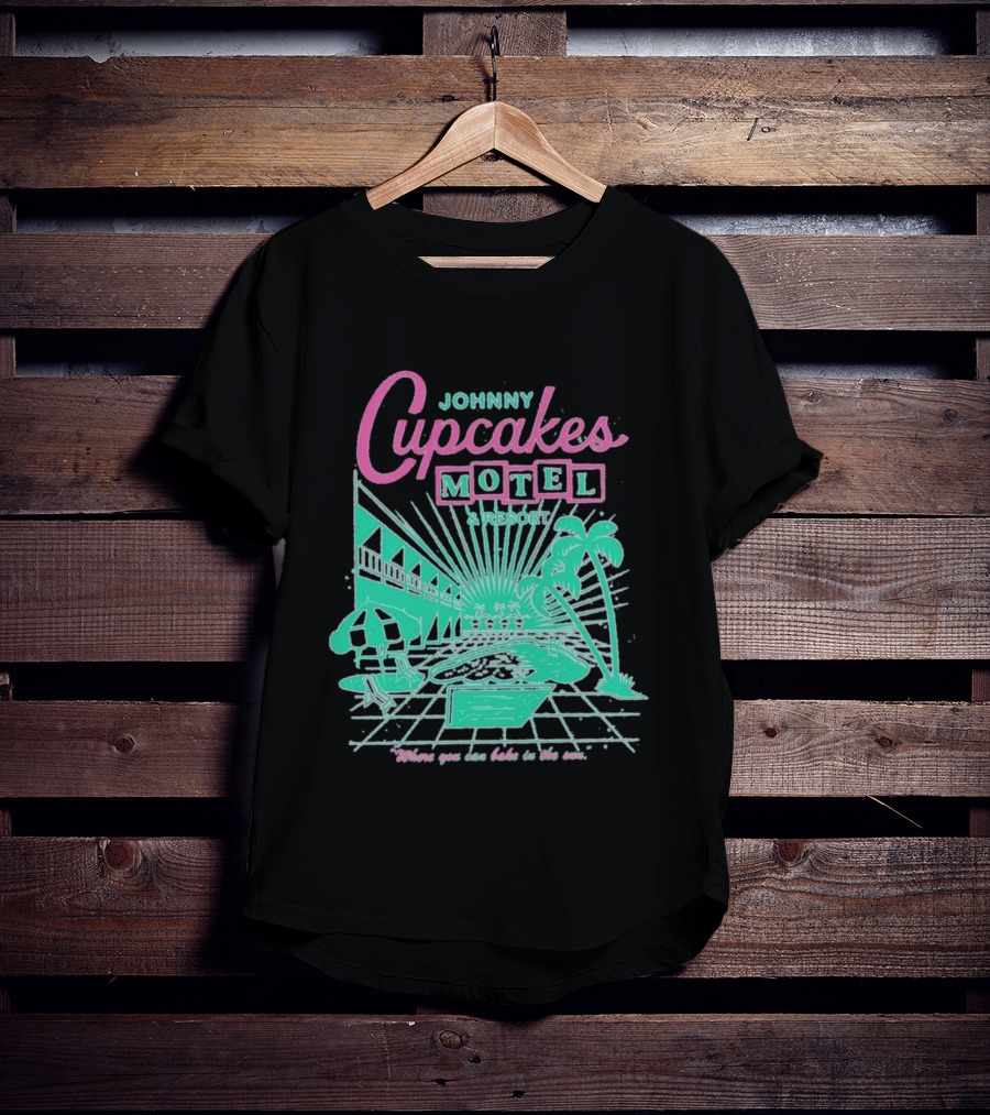 Johnny Cupcakes Motel Retro Resort Poolside Vibes Bake In The Sun Experience T-Shirt