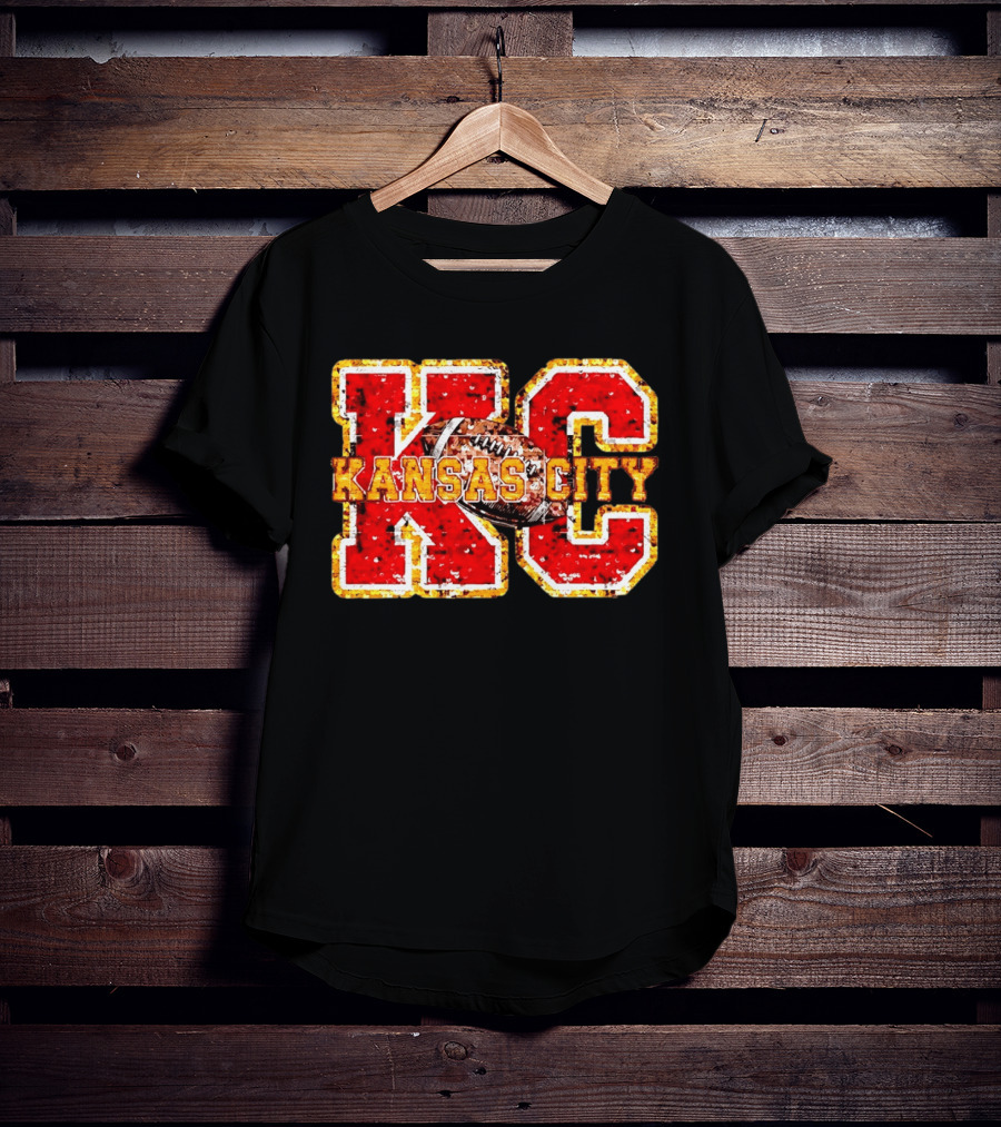 Kansas City Chiefs Football KC Faux Sequin T-Shirt