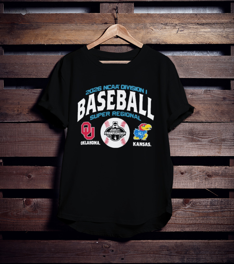 Oklahoma Kansas 2026 NCAA Division I Baseball Super Regional T-Shirt