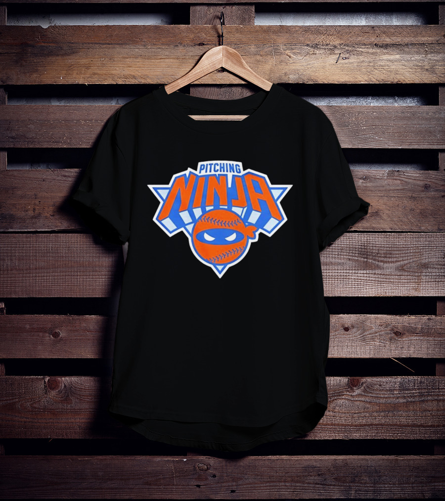 Pitching Ninja New York Knicks Baseball T-Shirt