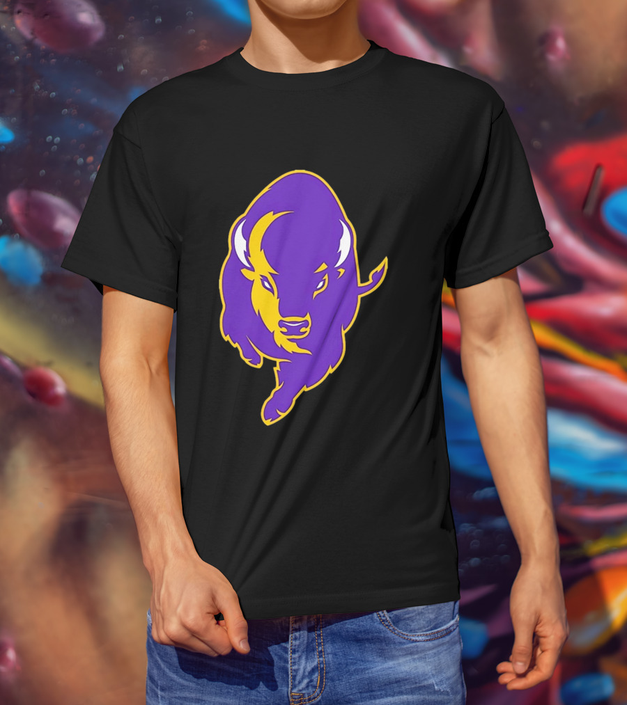 Lipscomb Bisons Purple And Yellow Charging Bison T-Shirt