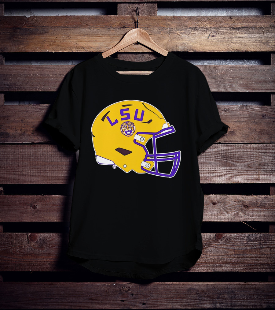 LSU Tigers Football Helmet Yellow Purple Team T-Shirt