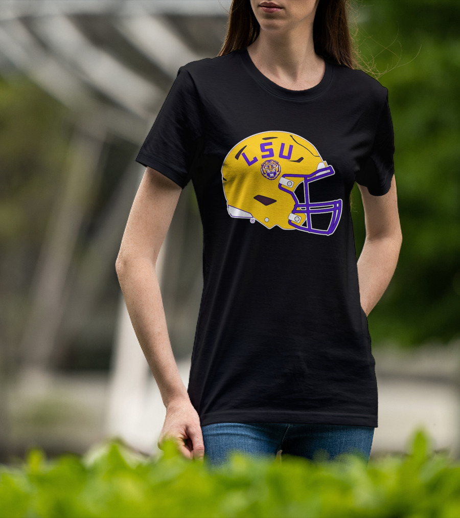 LSU Tigers Football Helmet Yellow Purple Team T-Shirt