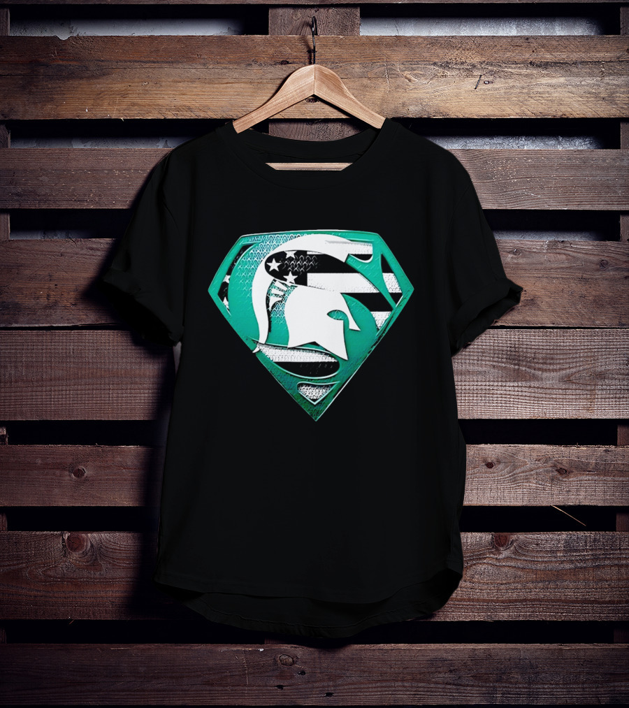 Michigan State Spartans Superman American Flag T-Shirt