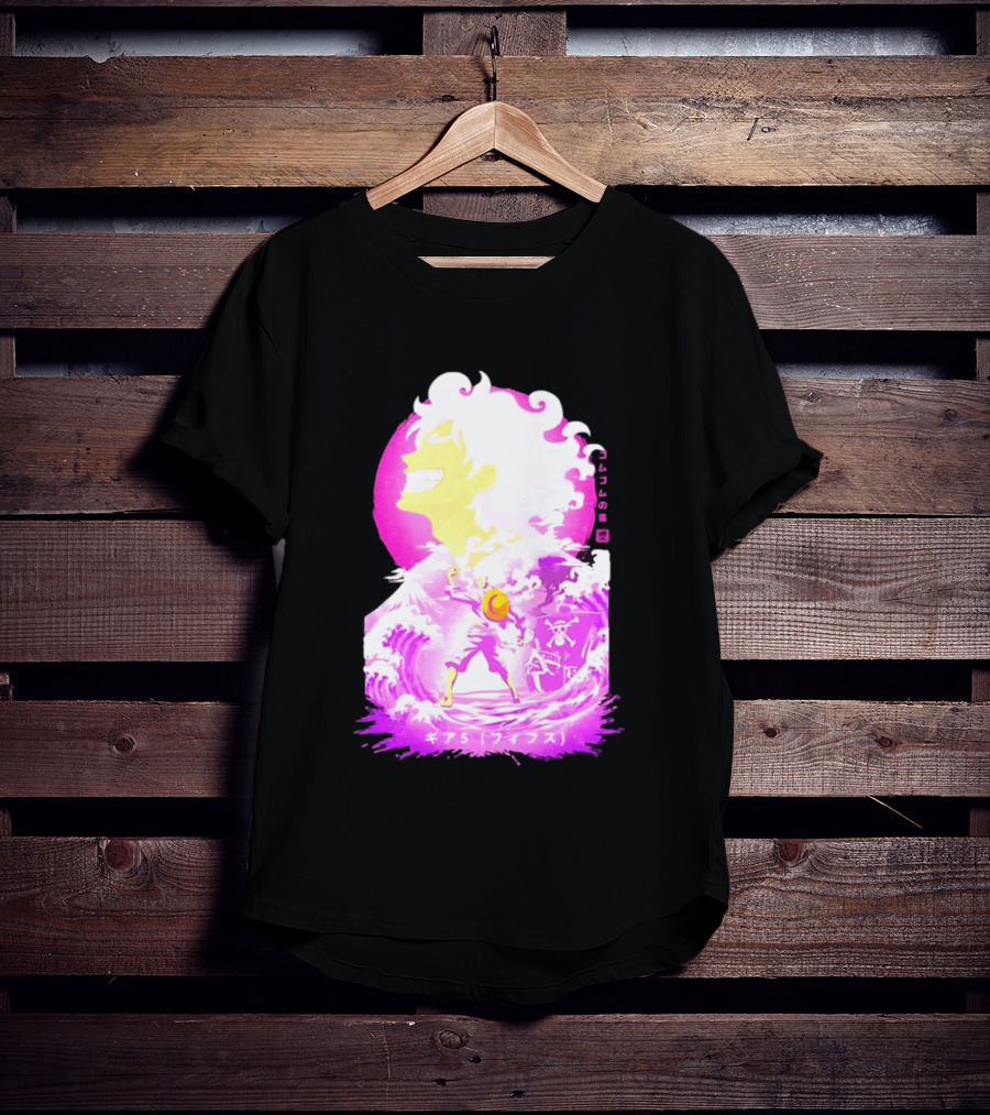 Monkey D. Luffy Gear 5 Gomu Gomu No Mi Waves One Piece Pink Aesthetic T-Shirt