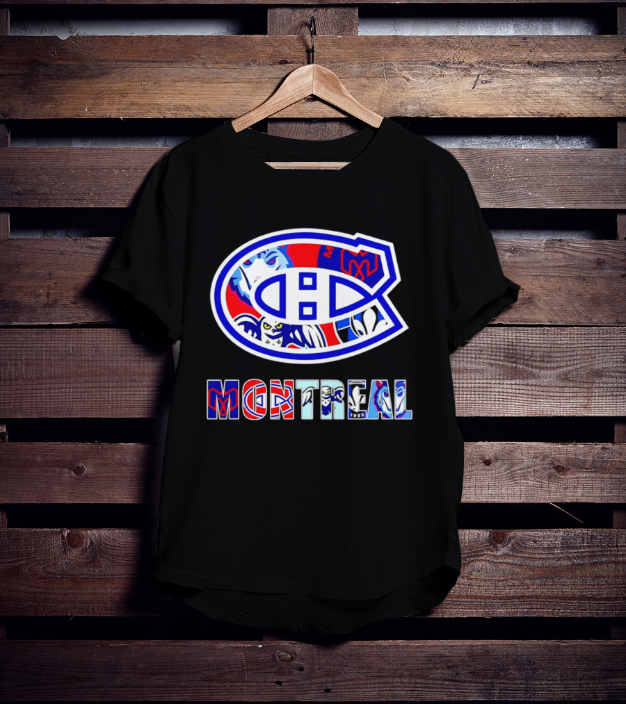 Montreal Canadiens And Sports Teams Emblem Montage T-Shirt