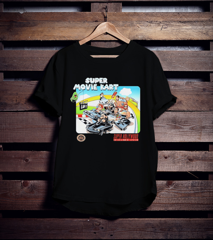 Super Movie Kart Super Hollywood Entertainment System John Wick Back To The Future Ghostbusters Mad Max Rocky T-Shirt