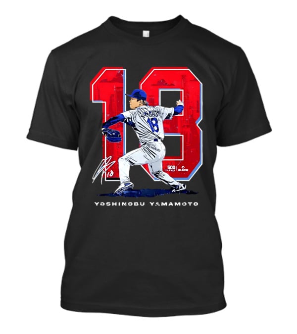 Yoshinobu Yamamoto 18 Los Angeles Dodgers Signature Japanese Pitcher T-Shirt