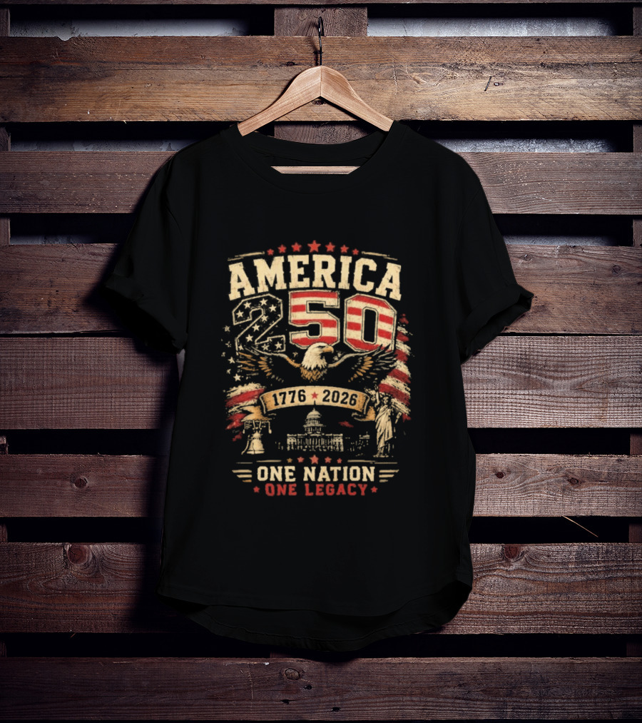 America 250 1776 2026 One Nation One Legacy Patriotic Eagle USA Capitol Liberty Bell T-Shirt
