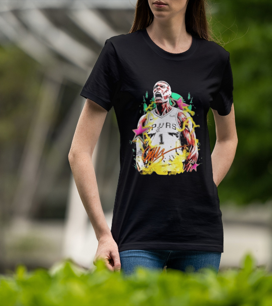 Victor Wembanyama San Antonio Spurs Attack On Titan Colossal Titan Spurs 1 Self Signature T-Shirt