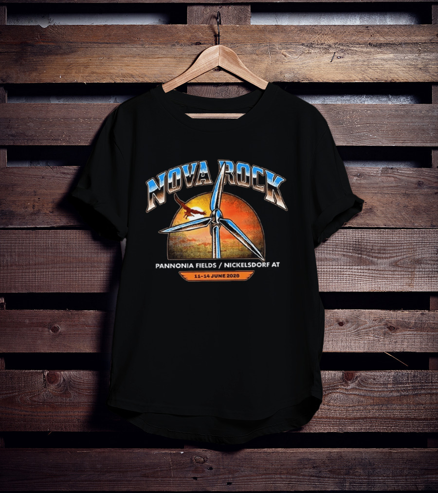 Nova Rock 2026 Winds Of Rock Nickelsdorf Festival 11 14 June Windmill Sunset Eagle T-Shirt