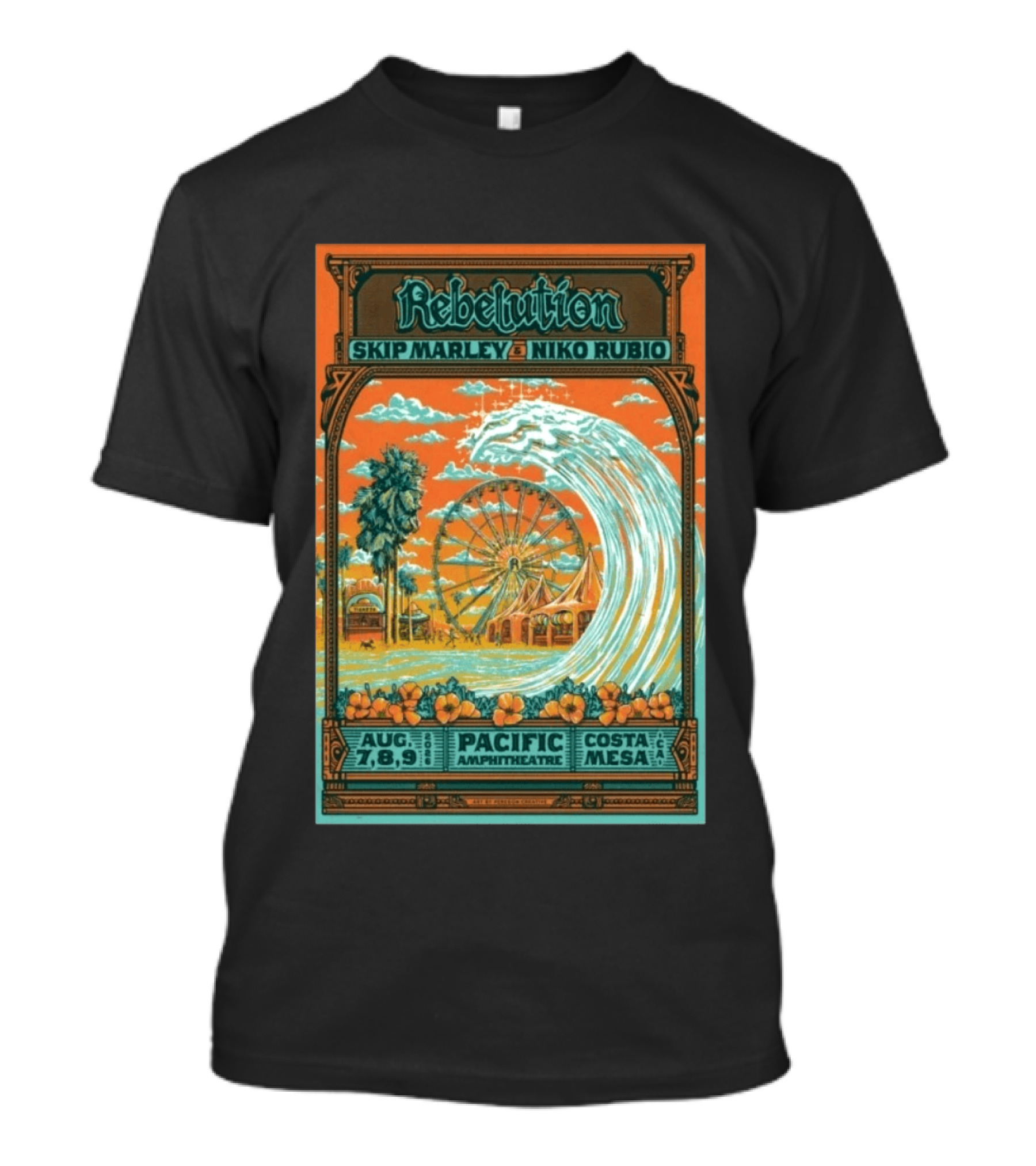 Rebelution Skip Marley Niko Rubio August 7 8 9 2026 Pacific Amphitheatre Costa Mesa T-Shirt