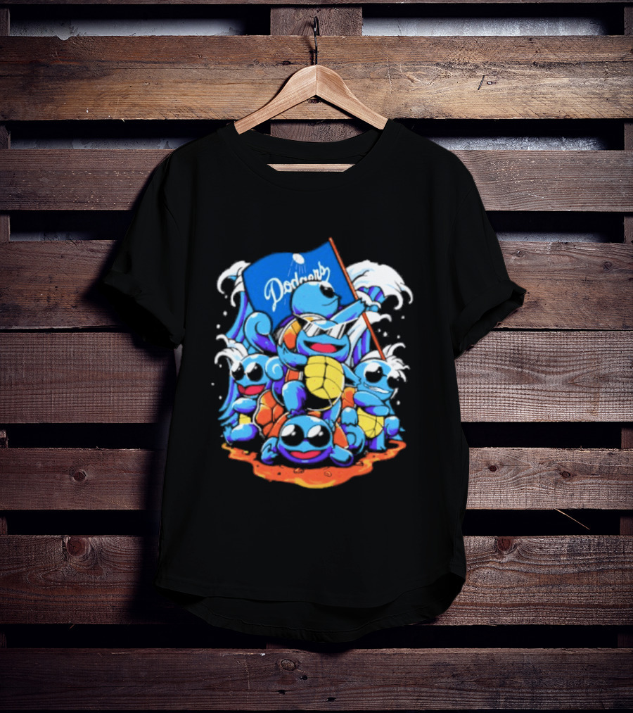 Squirtle Squad Dodgers Blue Flag Los Angeles Pokémon Collaboration T-Shirt