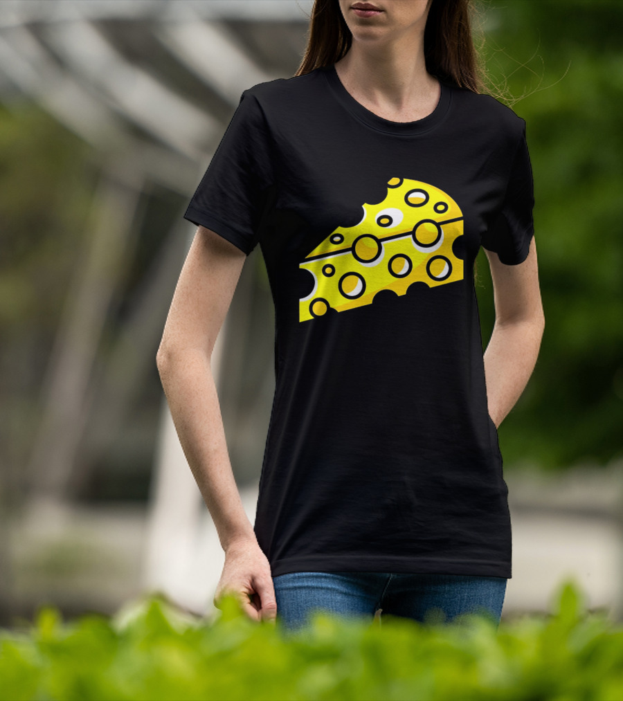 Swiss Cheese Hole Yellow Food Slice Dairy Snack Culinary T-Shirt
