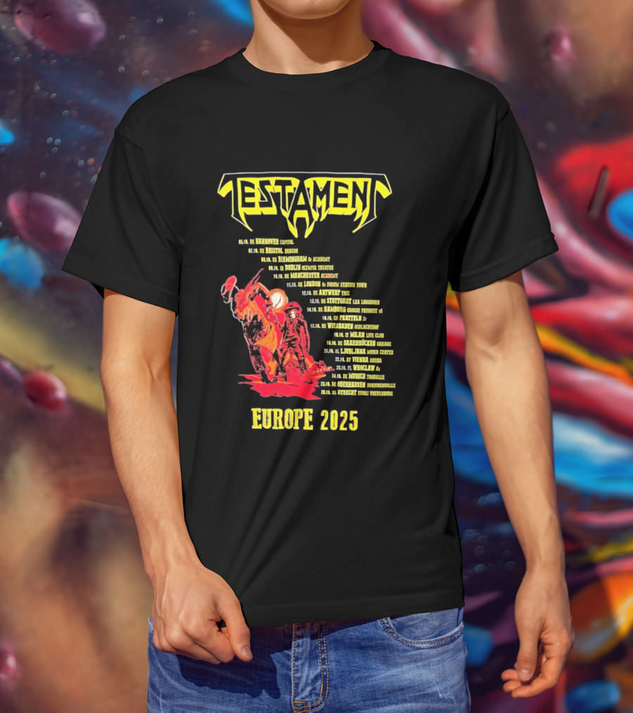 Testament Europe 2025 Tour Western Outlaw Dates T-Shirt