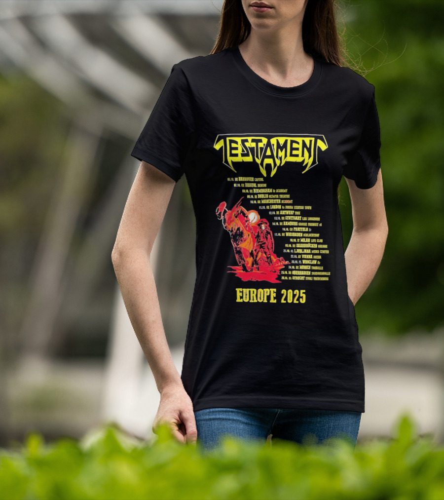 Testament Europe 2025 Tour Western Outlaw Dates T-Shirt