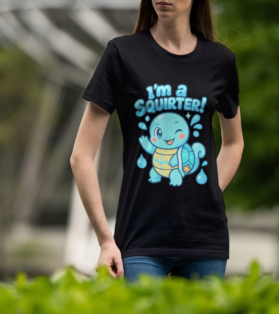 I'm A Squirter Squirtle Pokémon Winking Cute Water Droplets T-Shirt