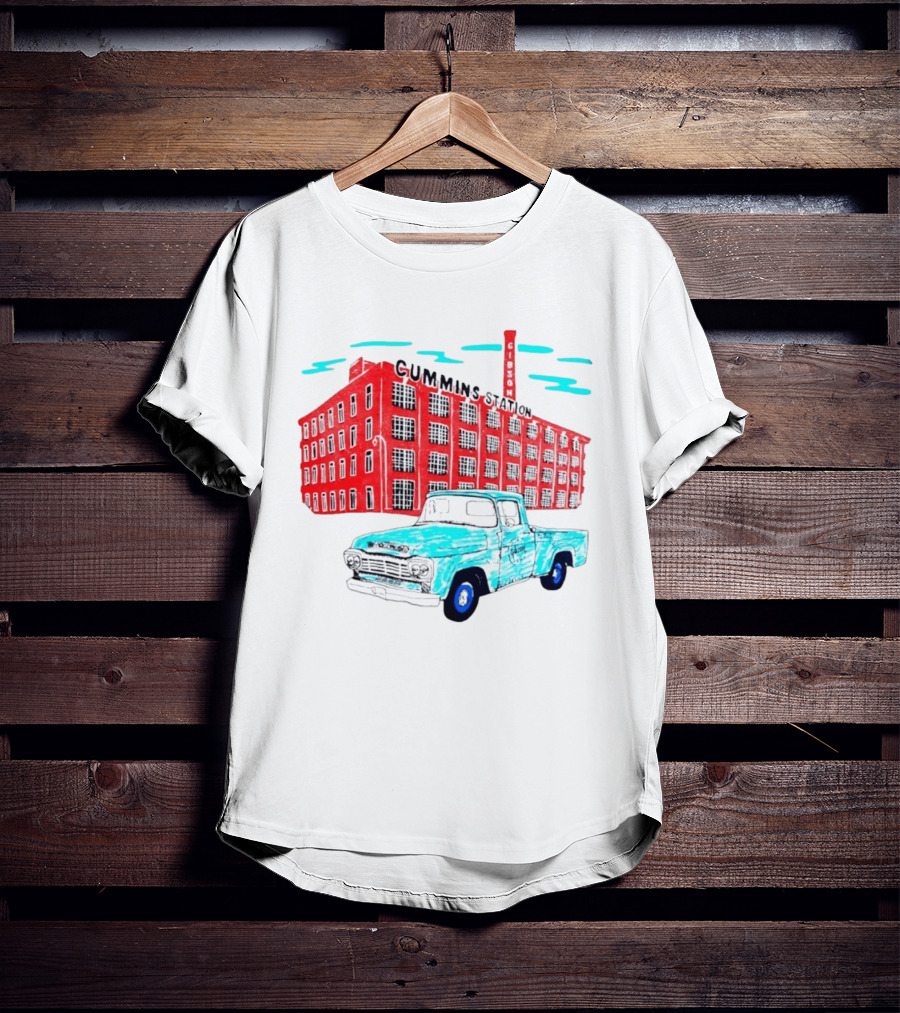 Gilson Cummins Station Vintage Truck And Building Scene T-Shirt