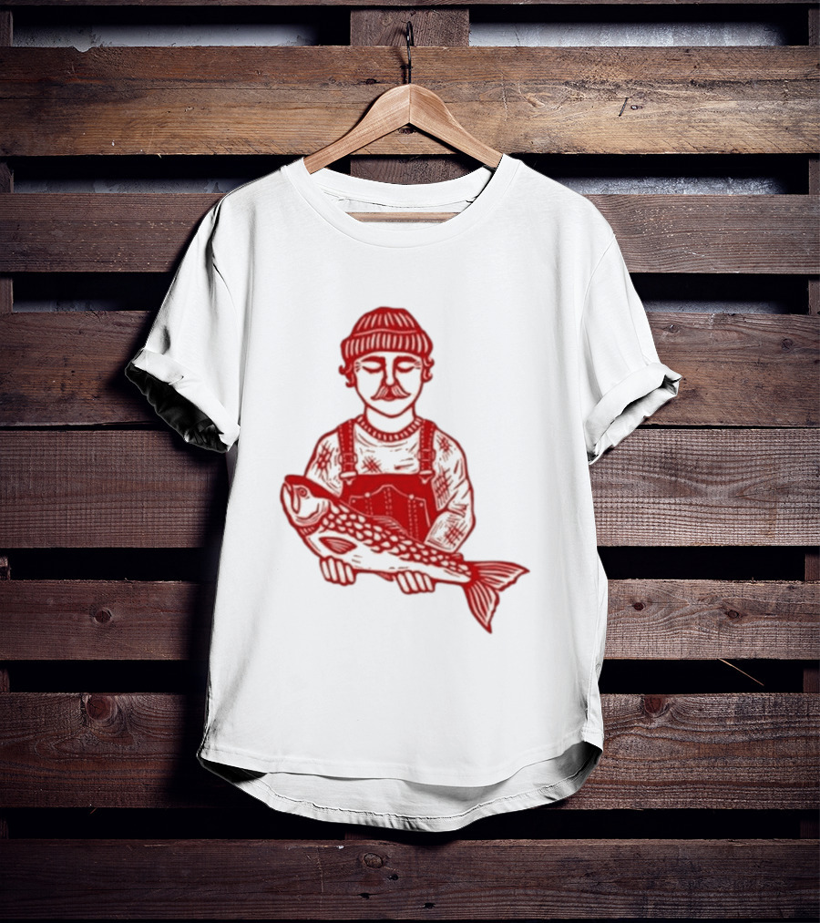 Goth Babe Fisherman Holding Fish T-Shirt