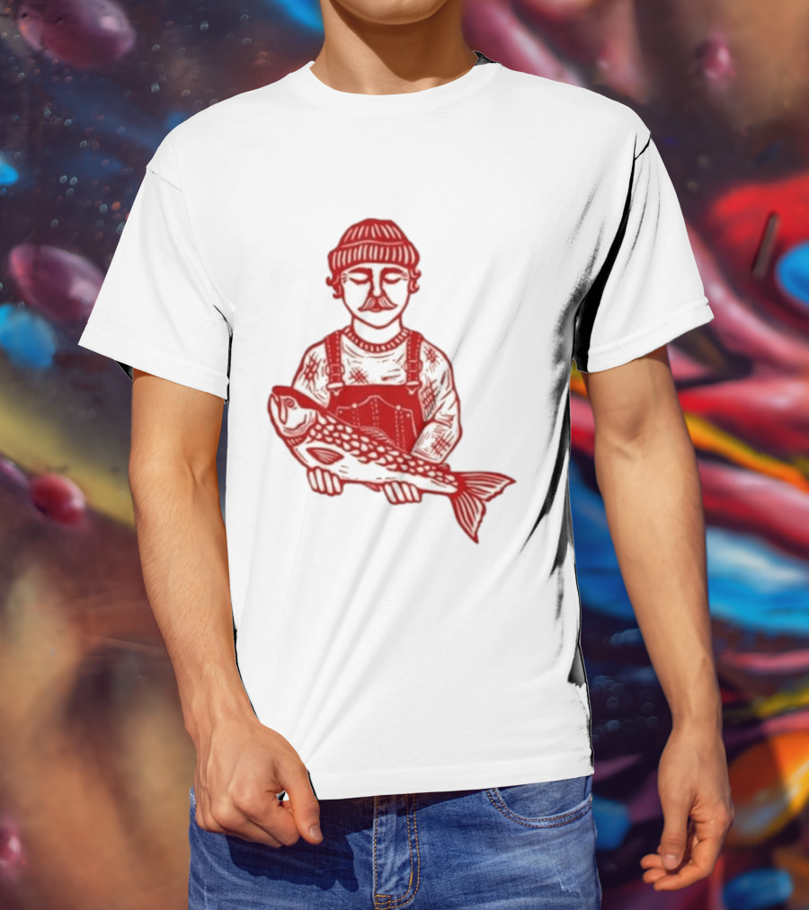 Goth Babe Fisherman Holding Fish T-Shirt