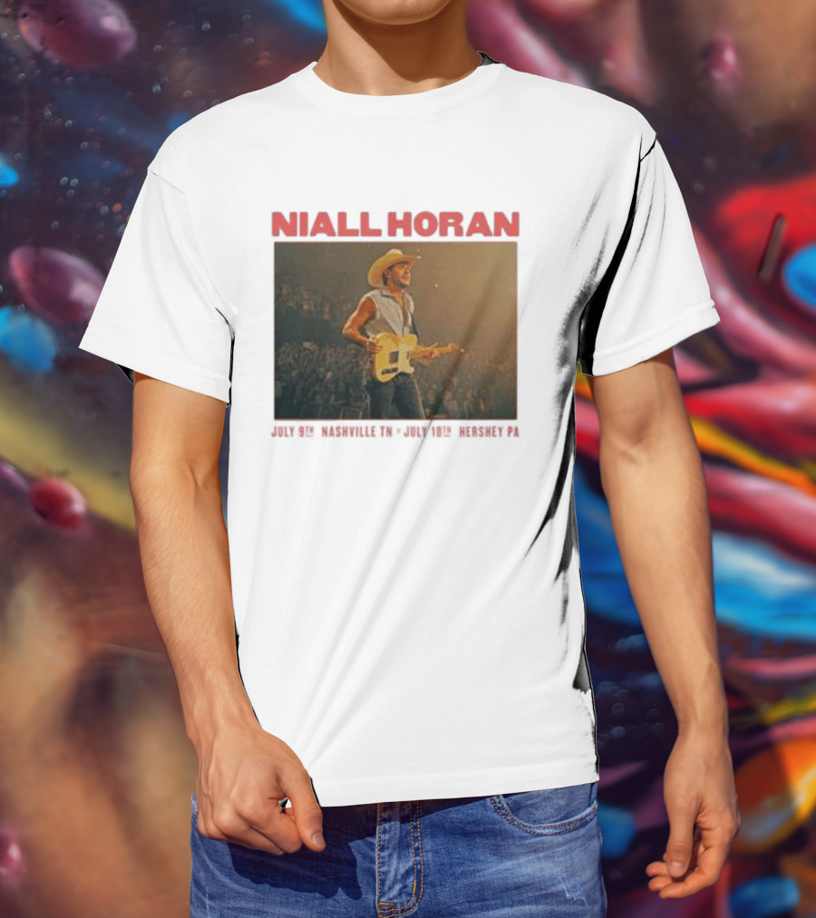 Niall Horan Live Performance Cowboy Hat Guitar Dallas Texas Event T-Shirt