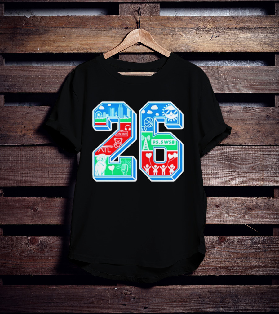 26th Annual WSB Care A Thon 95.5 WSB ATL Skyline Basketball Teddy Bear Radio Sun T-Shirt