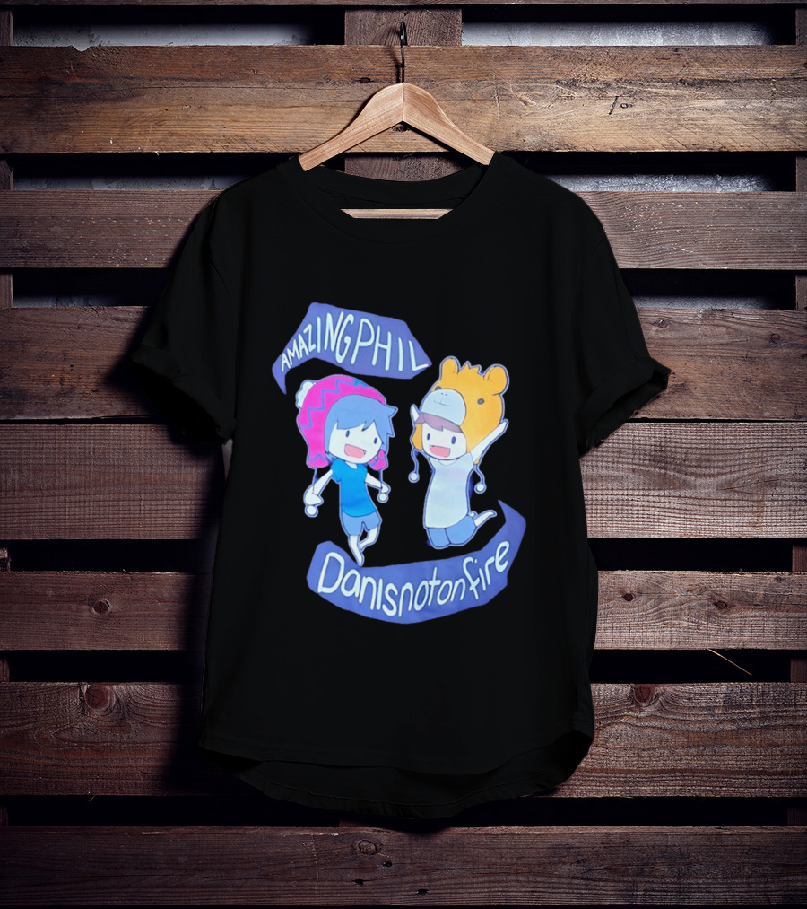 AmazingPhil Danisnotonfire Cartoon Characters In Cute Animal Hats T-Shirt