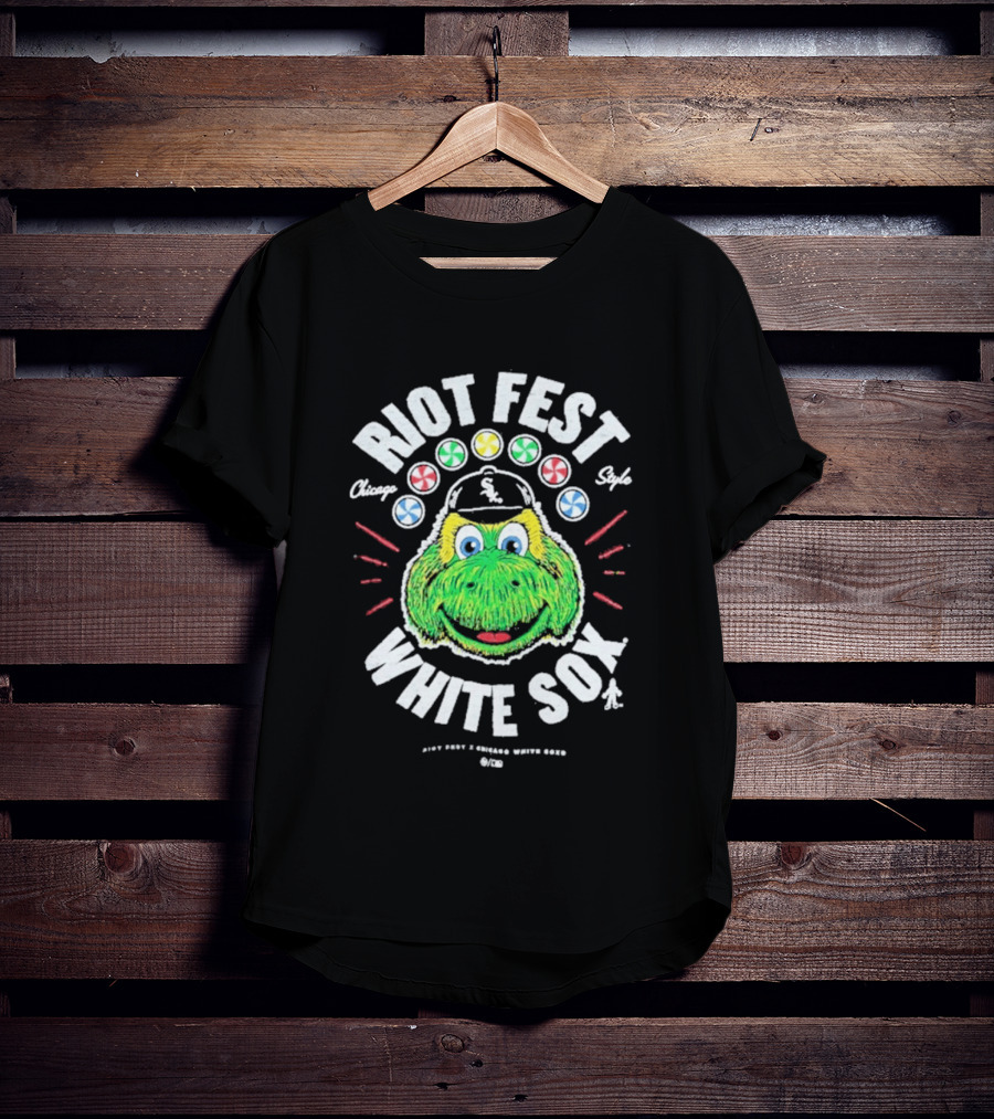 Riot Fest Chicago Style White Sox Collab With Green Mascot And Candy Circles T-Shirt