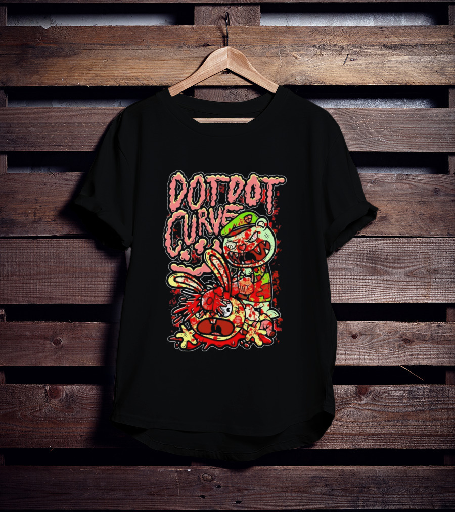 Dot Dot Curve Happy Bloodied Cartoon Friends T-Shirt