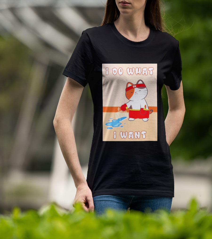 I Do What I Want Boxing Cat Spilled Water Red Gloves T-Shirt