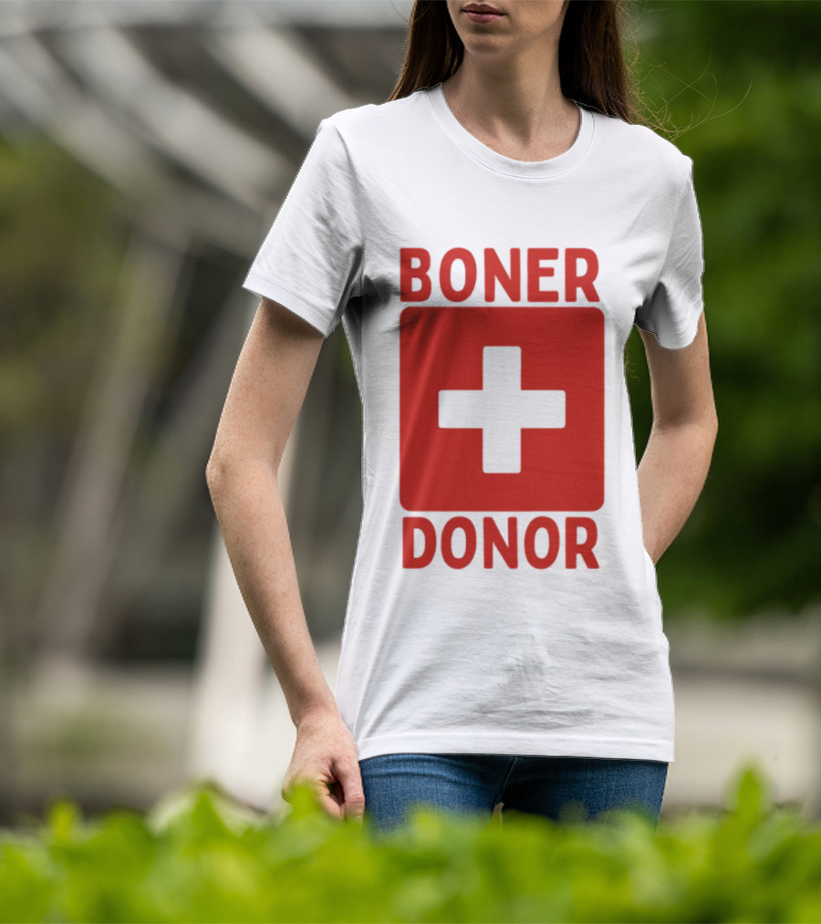 Boner Donor Sarcastic Adult Humor Red Cross T-Shirt