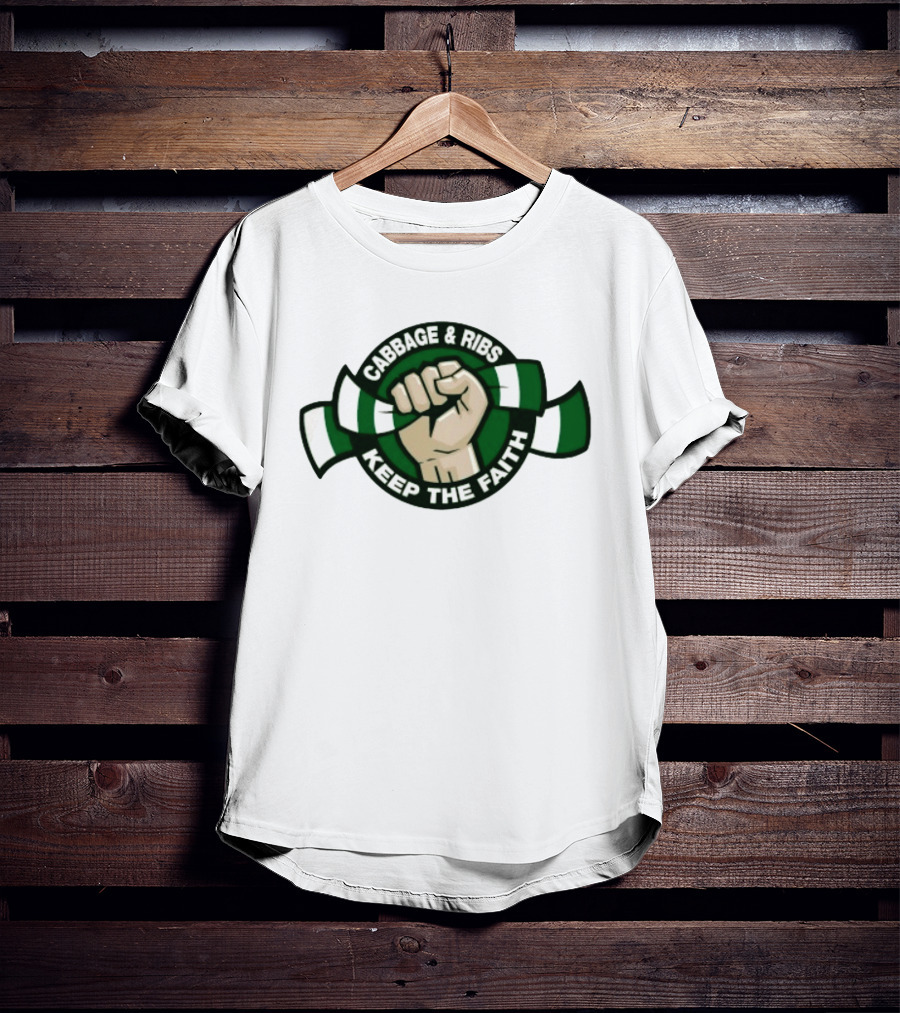 Cabbage & Ribs Keep The Faith Celtic FC Fist T-Shirt