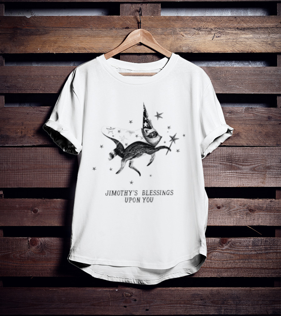 Jimothy's Blessings Upon You Wizard Raccoon Enchanting Starry Magic T-Shirt